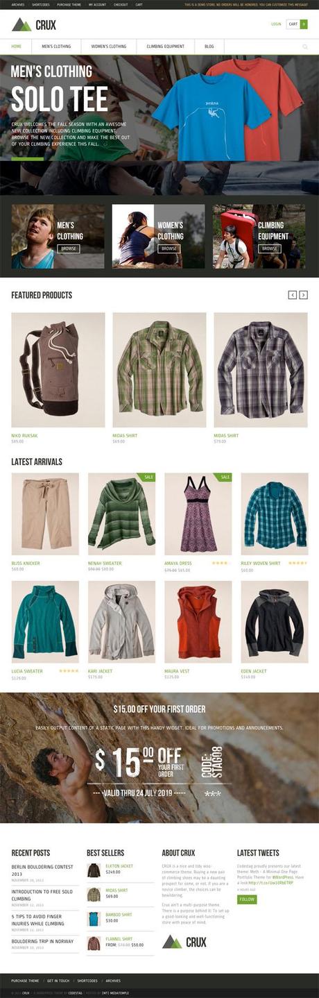 Les 10 themes wordpress e-commerce de qualité Crux WordPress Theme