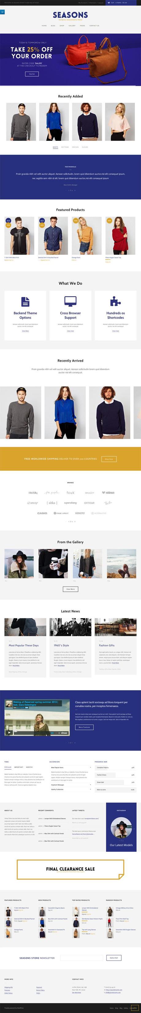 Les 10 themes wordpress e-commerce de qualité Seasons WordPress Theme