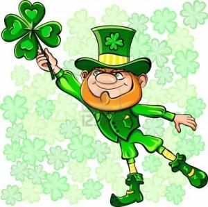 12275414-vecteur-saint-patrick-heureux-lutin-sur-la-feuille-de-trefle-a-la-mouche la Saint Patrick