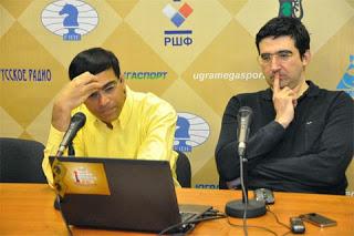 Ronde 4 : L'ex-champion du monde d'échecs Viswanathan Anand a été neutralisé par Kramnik - Photo © ChessBase