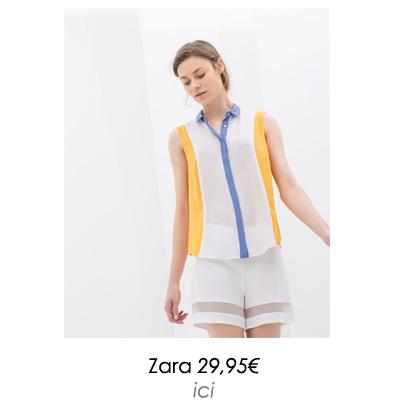 LA CHEMISE NOUÉE POUR METTRE EN VALEUR LA TAILLE Chemise sans manches color block à nouer Zara