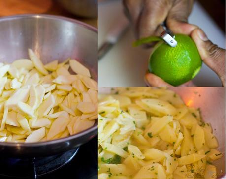 Pavé de cabillaud en croûte de noix de macadamia et son panais confits, accompagné d’un coulis de mangue Cabillaud macadamia 4