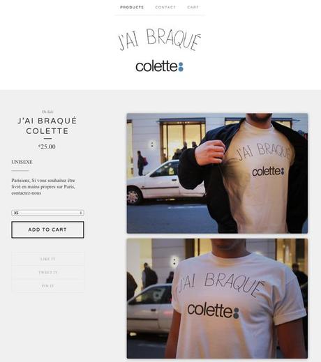 Mise en vente d’un t-shirt « J’ai braqué Colette » jaibraqueColette-tshirt