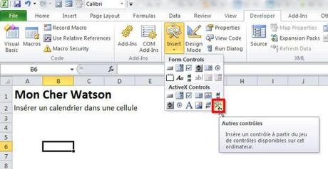 Excel: Insérer un calendrier dans une cellule Calendrier dans une cellule Excel