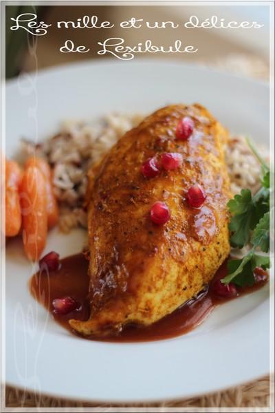 ~Poitrine de poulet rôti façon persane avec sa sauce aux noix de grenoble et à la grenade~