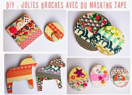 DIY réaliser des broches fun et colorées avec du masking tape - How make fun and colorful brooches with washi tape - www.cocoflower.net