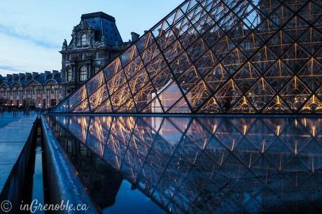 The Louvre Pyramid at dusk