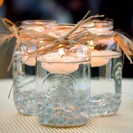Inspiration déco : le temps des sucres Cabane - pot masson et chandelles