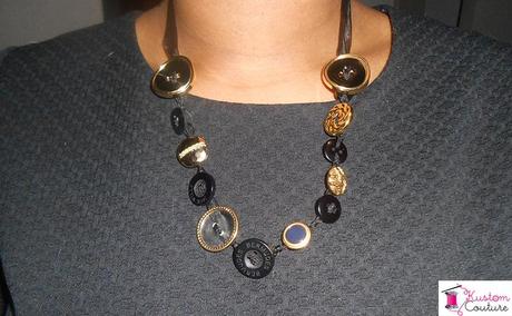 {DIY} Des boutons pour mon collier SVP! DIY Collier boutons dorés et noirs | Kustom Couture