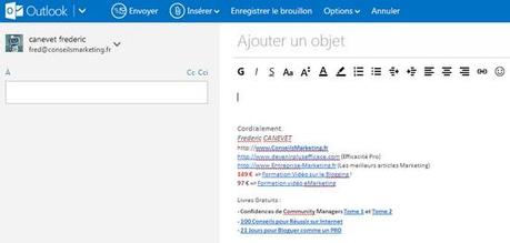 Le Mini Guide pour obtenir plus de prospects avec un Blog – Partie 2 signature d'email