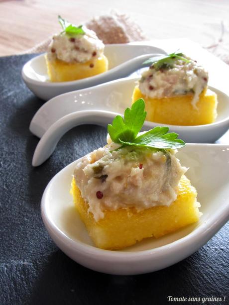 Frites de polenta et rillettes aux deux poissons Frites de polenta et rillettes aux deux poissons