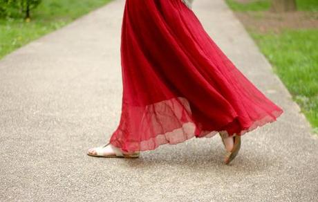 Zephired jupe longue rouge