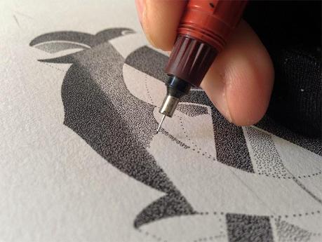 Lettrage et illustrations en pointillés par Xavier Casalta - Typographie