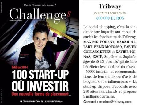 Tribway dans Challenges - 100 startups où investir