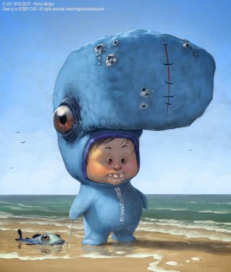 illustration de Bobby Chiu représentant un petit garçon avec un costume de monstre bleu