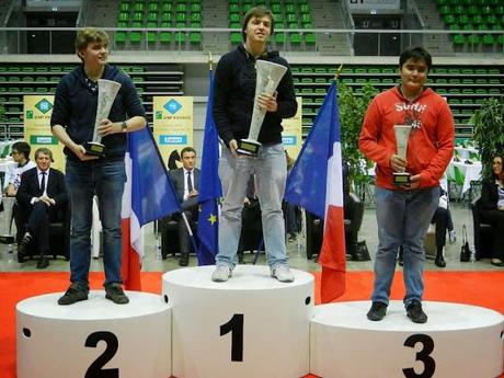 Le podium des Juniors (moins de 20 ans), reine des catégorie du Championnats de France d'échecs Jeunes 2014