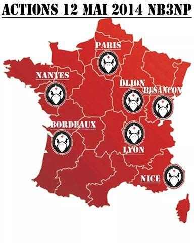 Journée internationale de l’INFIRMIÈRE, le 12 mai 2014 : Carte des actions – NB3NP carte12mai
