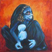 Soleilune GalleryLa Gardienne huile sur toile 60 X 60 - c... Soleilune Gallery