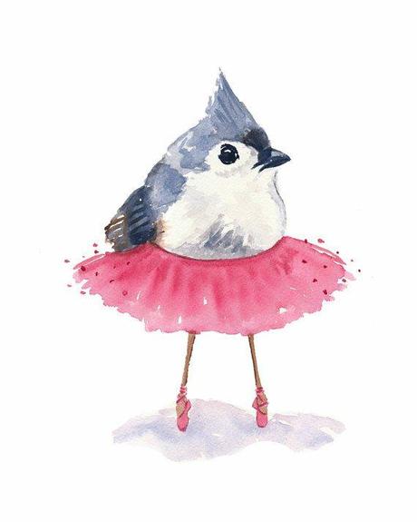Piou-piou en tutu et Cie Ballet Bird Watercolor Print