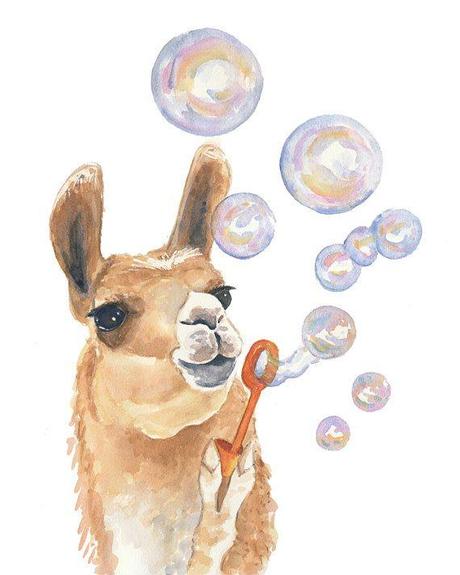Piou-piou en tutu et Cie Bubbles Llama Watercolour