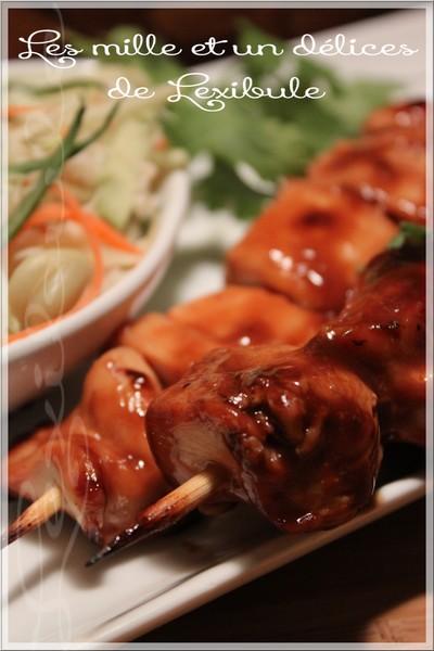 ~Brochettes de poulet piquantes et salade fraîcheur~ ~Brochettes de poulet piquantes et salade fraîcheur~