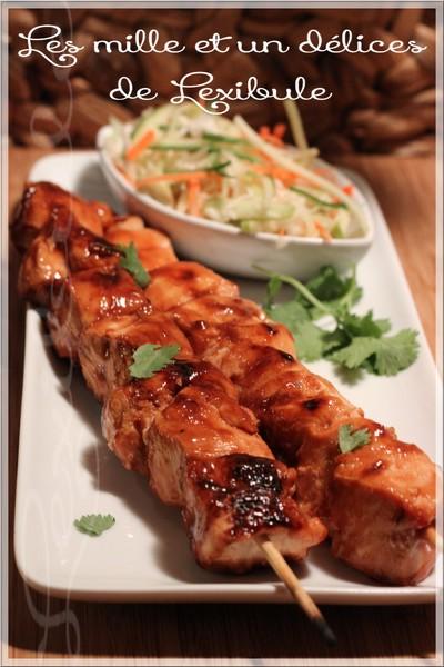~Brochettes de poulet piquantes et salade fraîcheur~ ~Brochettes de poulet piquantes et salade fraîcheur~