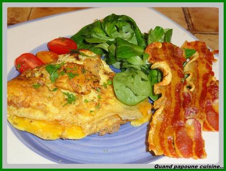 omelette au lard, salade de mâche et tomates cerises-2061