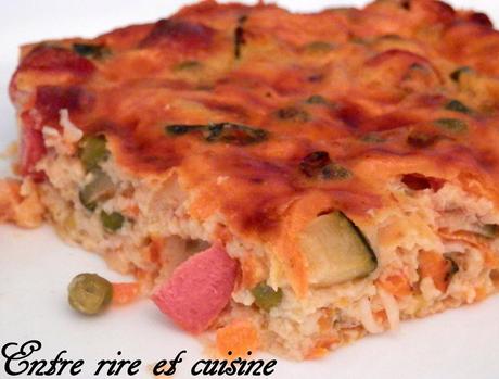 Quiche sans pâte aux légumes et knackis