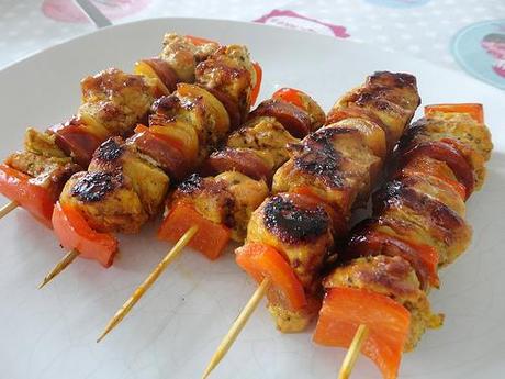 Brochettes de poulet au chorizo