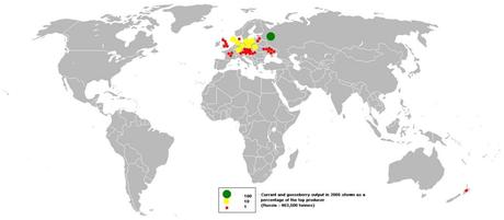 Production mondiale de cassis et de groseillier à maquereau en 2005