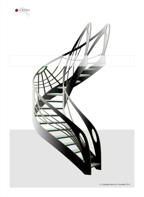 Escalier design débillardé Art Nouveau