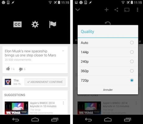 youtube android qualite video YouTube pour Android vous permet de sélectionner la qualité de la vidéo