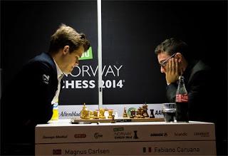 Echecs : Magnus Carlsen (2881) 1/2 Fabiano Caruana (2791) - Photo Chessbase