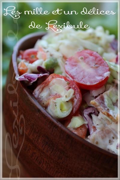 ~Salade de chou crémeuse au bacon et aux tomates cerises~