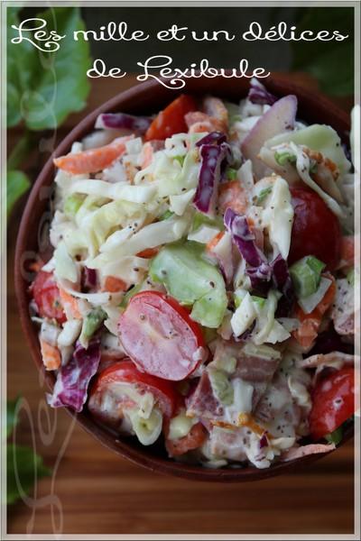 ~Salade de chou crémeuse au bacon et aux tomates cerises~