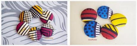 Africain fabric buttons large wax button - www.cocoflower.net Boutons en tissu wax africain gros bouton recouvert - www.cocoflower.net