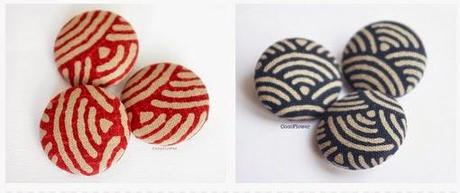Japanese fabric large buttons - www.cocoflower.net Boutons en tissu japonais gros bouton recouvert - www.cocoflower.net