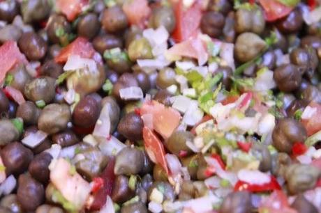 Harbara chaat – Salade de pois chiches verts – green chick pea salad