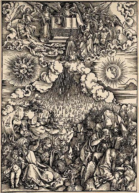 Albrecht Dürer - L'Apocalypse de Saint-Jean - La chute des étoiles - Gravure sur bois - 39,4 x 28,3 cm