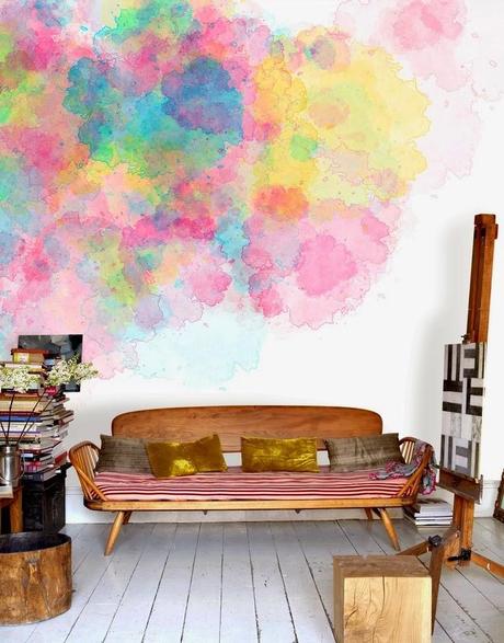 Photowall Watercolours Miluccia via Nat et nature Semaine 25 sur les blogs déco