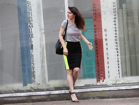 zara furla american retro adidas originals photo black neoprene skirt Neo yellow