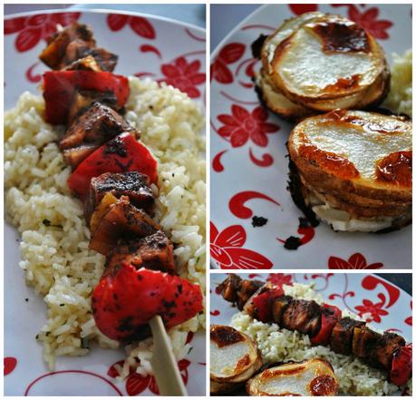 Brochettes de porc et pommes, au vinaigre balsamique