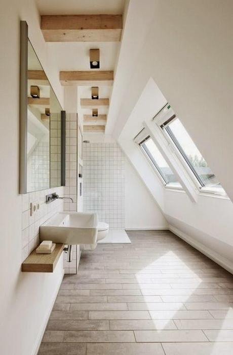 Salle de bains sous les toits Modern Hepburn Nat et nature Une pièce en plus sous les toits, pourquoi pas ?