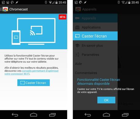 chromecast caster lécran Projetez lécran de votre smartphone ou tablette Android sur une télé