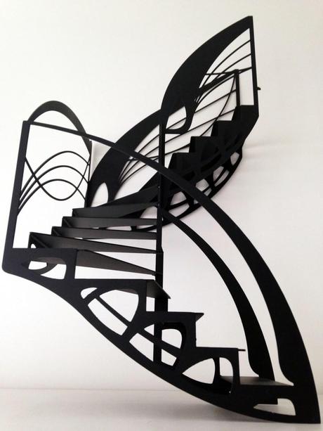 Escalier design contemporain double quart tournant