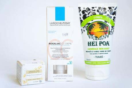 Avis commande 1001 Pharmacies - Rosaliac CC crème La Roche Posay - Baume lèvres nourricier Sanoflore - Gel douche exfoliant monoï et sable noir de Tahiti Hei Poa