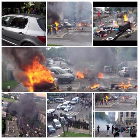 Collage photos des échauffourées de Sarcelles