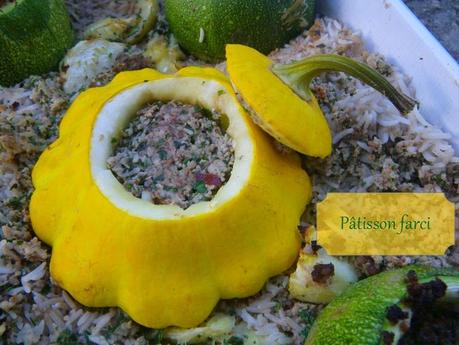 Pâtisson farci au boeuf et à la menthe pâtis