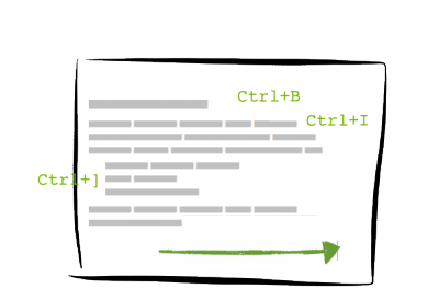 Schéma d'une saisie avec raccourcis clavier