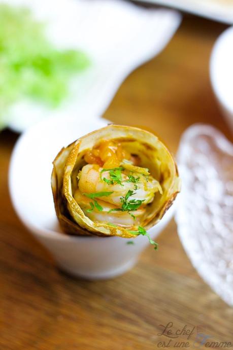 Mini crêpe aux crevettes Mini crêpe aux crevettes